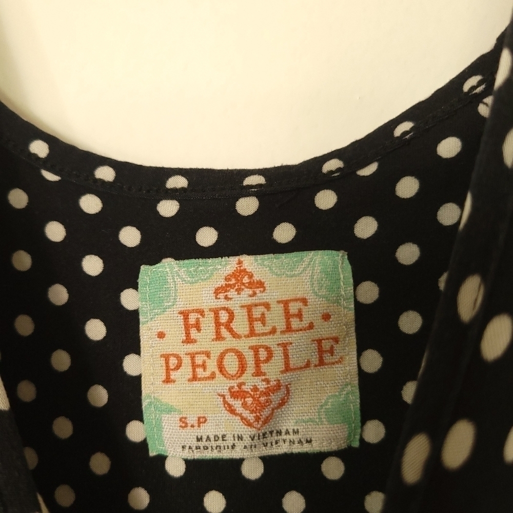 Free People Black and White Polka Dot Skater Dress Size SP - Picture 7 of 7